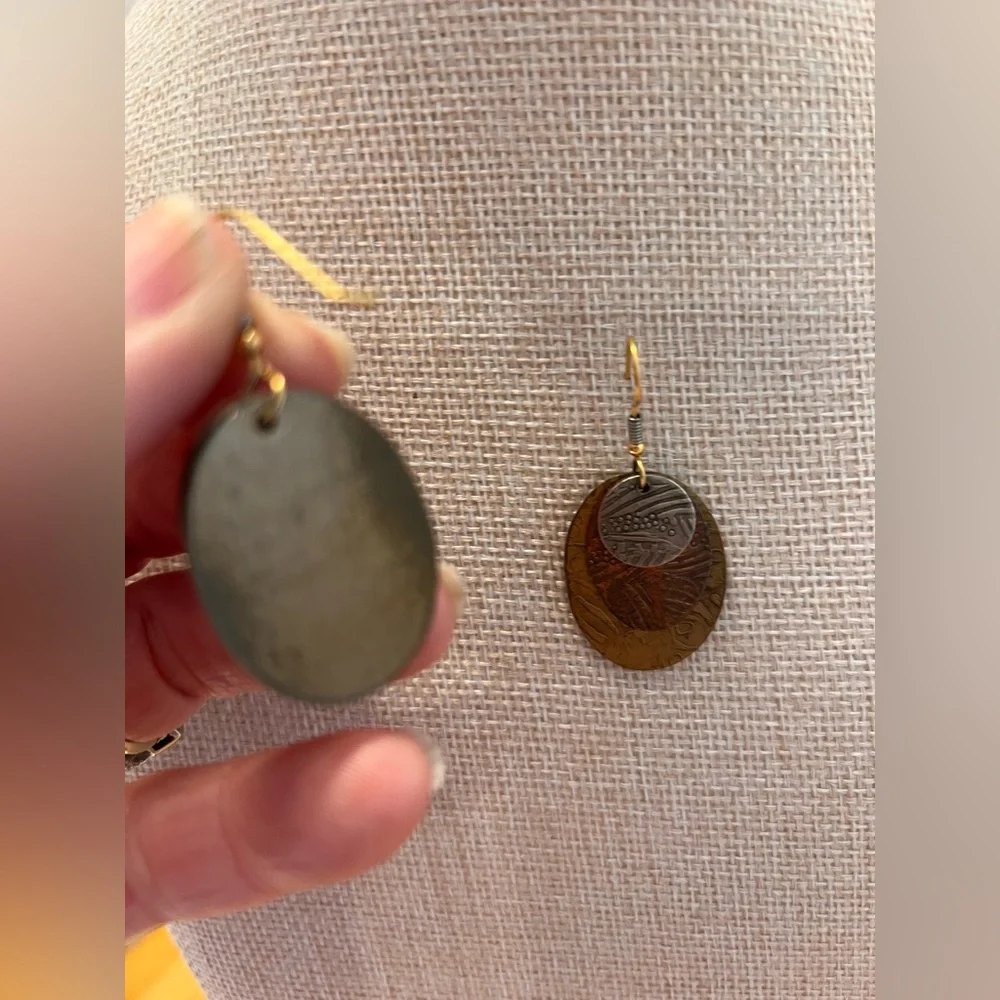 Oval Dangle Earrings mixed metals boho